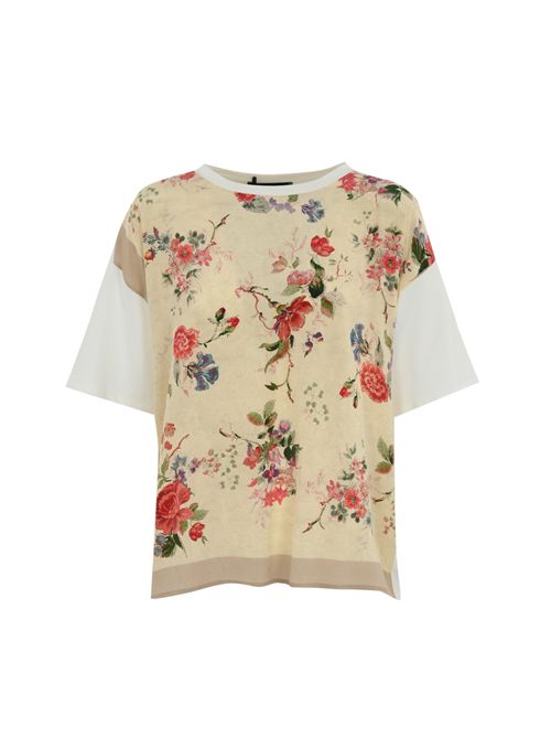 T-shirt Pampas in seta e jersey con stampa floreale Avorio WEEKEND MAX MARA | 2515941082600005